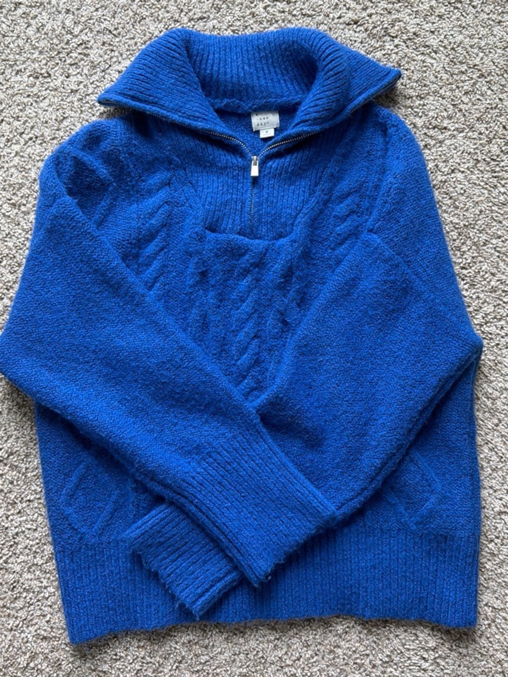 Women’s Blue quarter-Zip Cable Knit Sweater